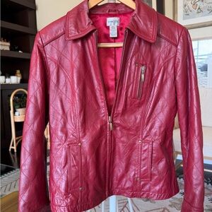 Chaps Women's Red Leather Jacket